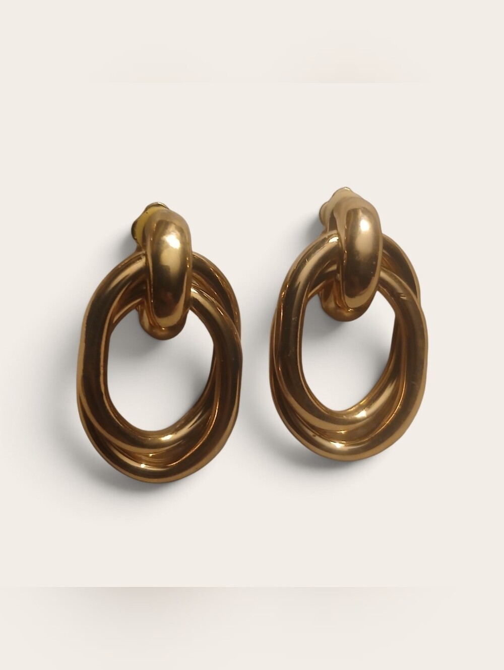 Clip On Gold-Tone Interlocking Hoop Drop Earrings - Women Jewelry